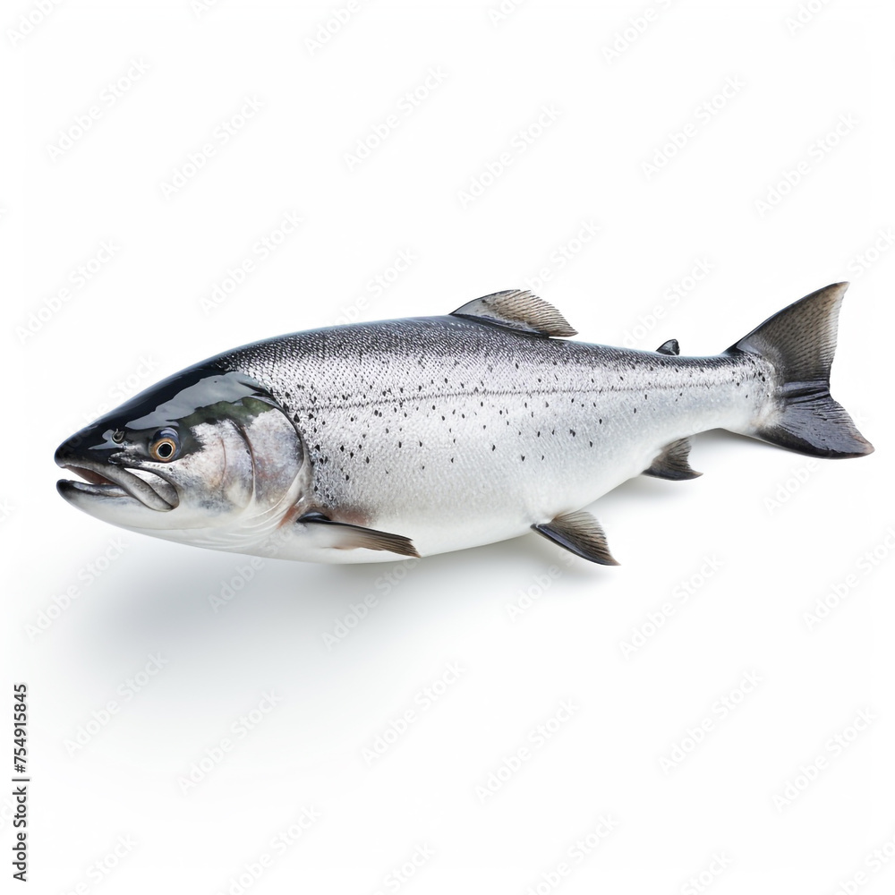 Obraz premium Salmon fish on white background сreated with Generative Ai