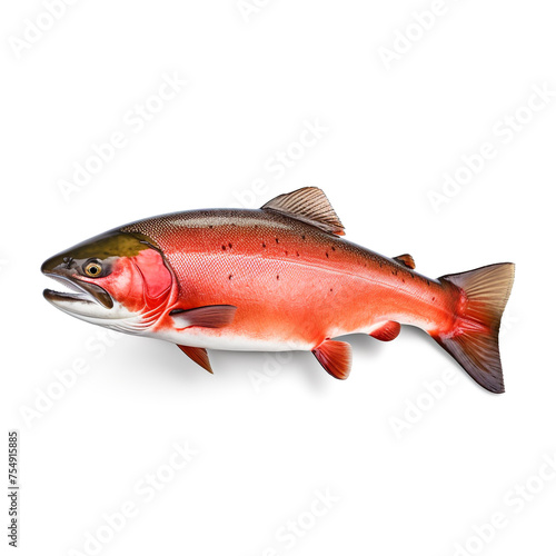 Salmon fish on white background сreated with Generative Ai