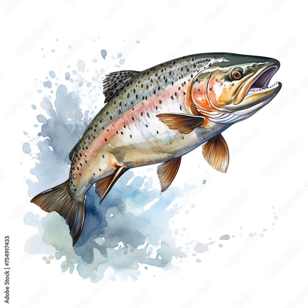 Trout fish on white background сreated with Generative Ai Trout fish on white background сreated with Generative Ai