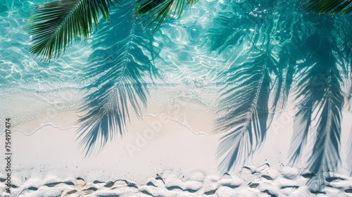 Tropical Leaf Shadow on Water Surface with Beach Sand