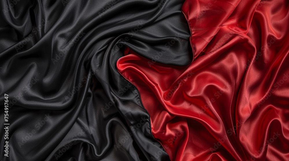 Black and Cherry red silk background
