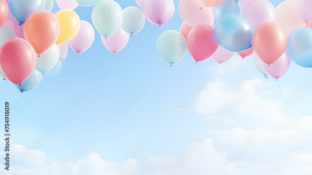 colorful balloons with empty space for parties and anniversaries