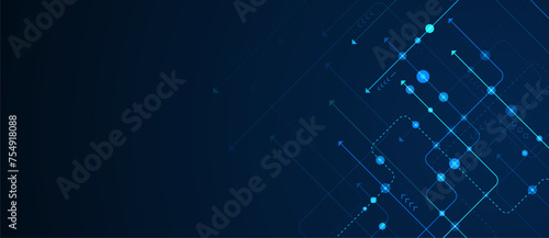 Circuit connect lines and dots. Network technology and Connection concept. Decentralized network nodes connections