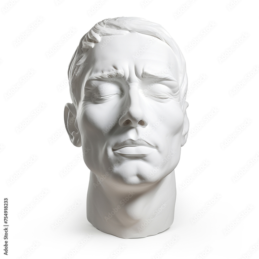 head of a plaster statue on a white background сreated with Generative Ai