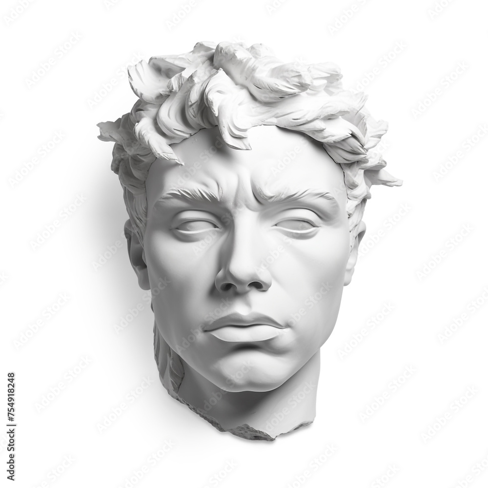 head of a plaster statue on a white background сreated with Generative Ai