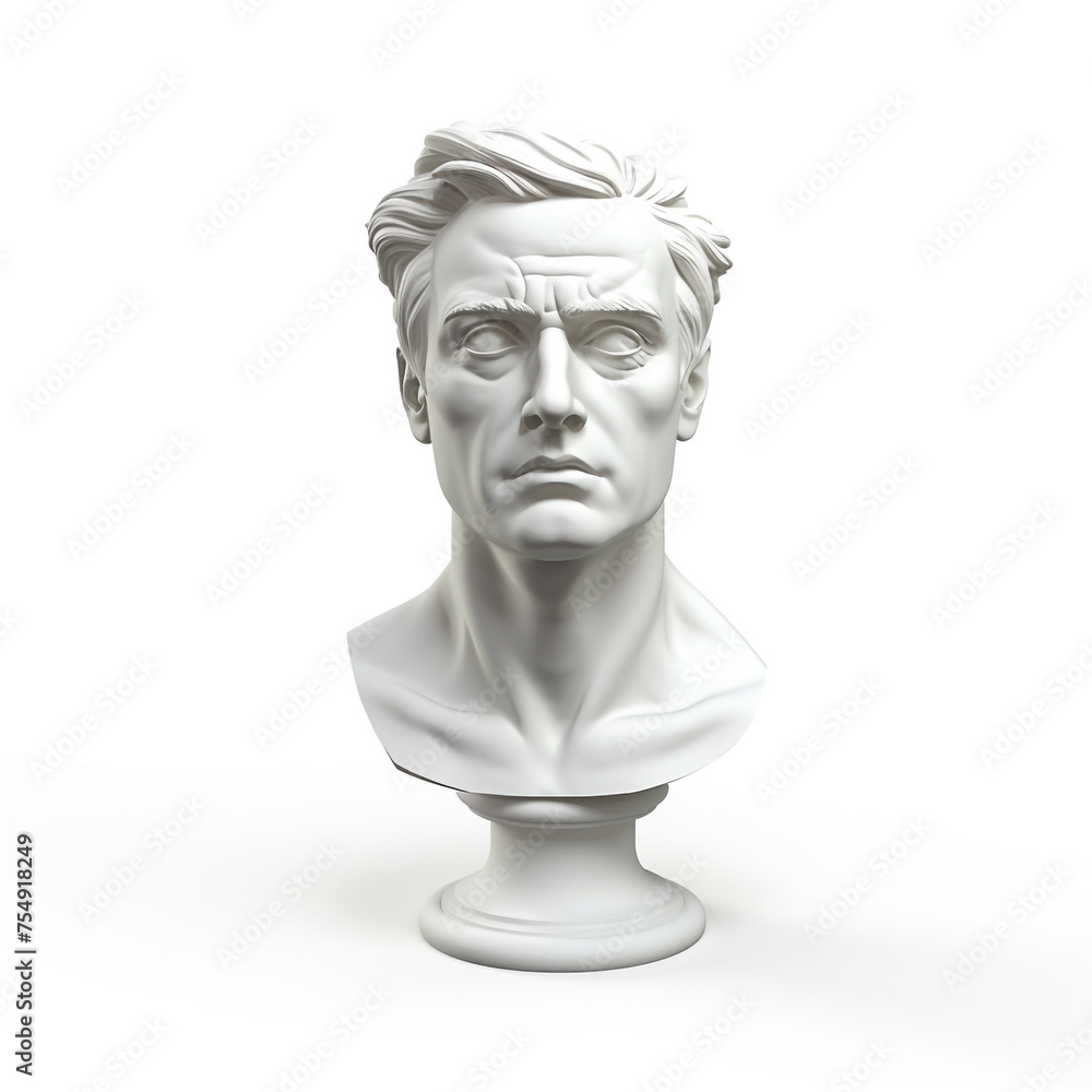 head of a plaster statue on a white background сreated with Generative Ai head of a plaster statue on a white background сreated with Generative Ai