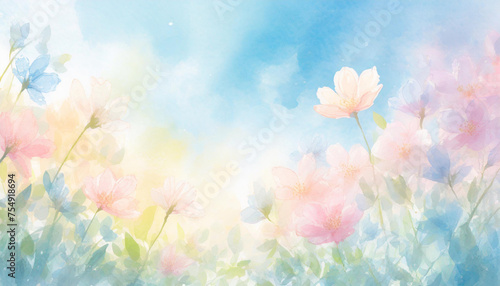 Colorful flowers watercolor background 