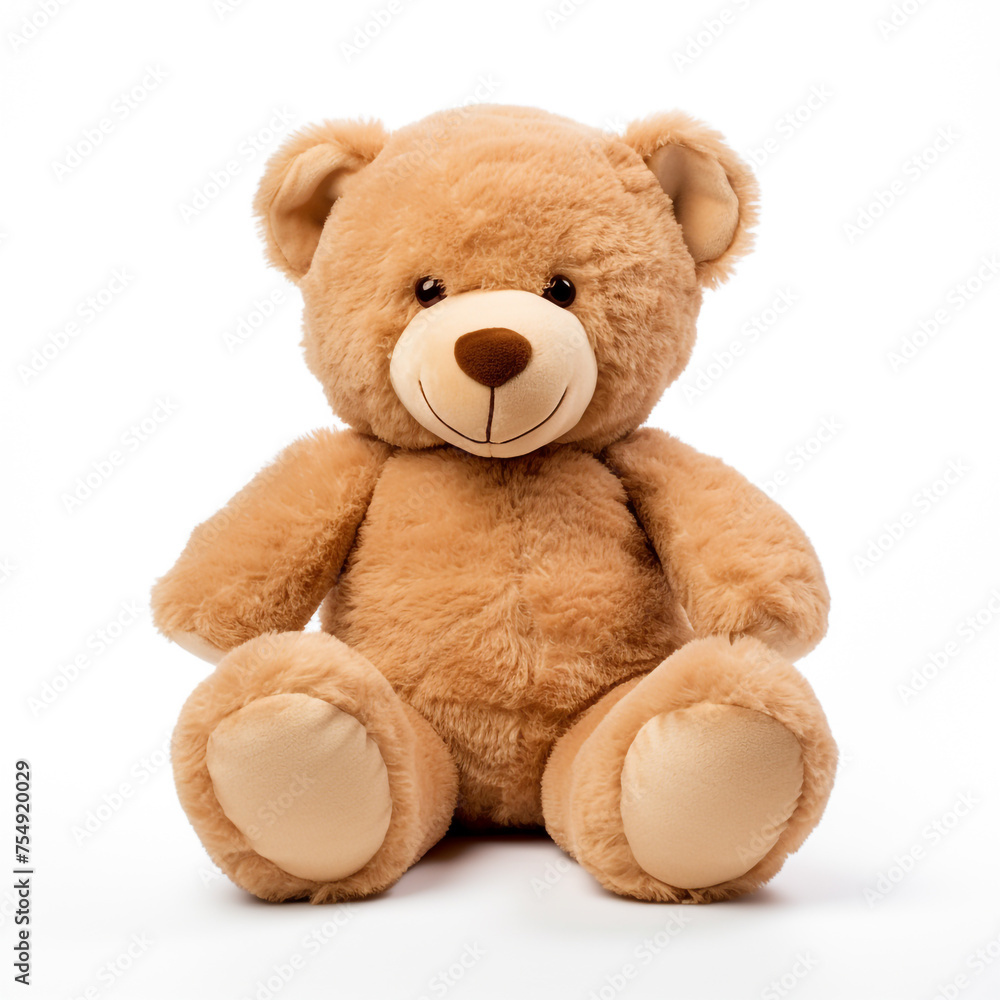 soft toy, teddy bear on a white background сreated with Generative Ai