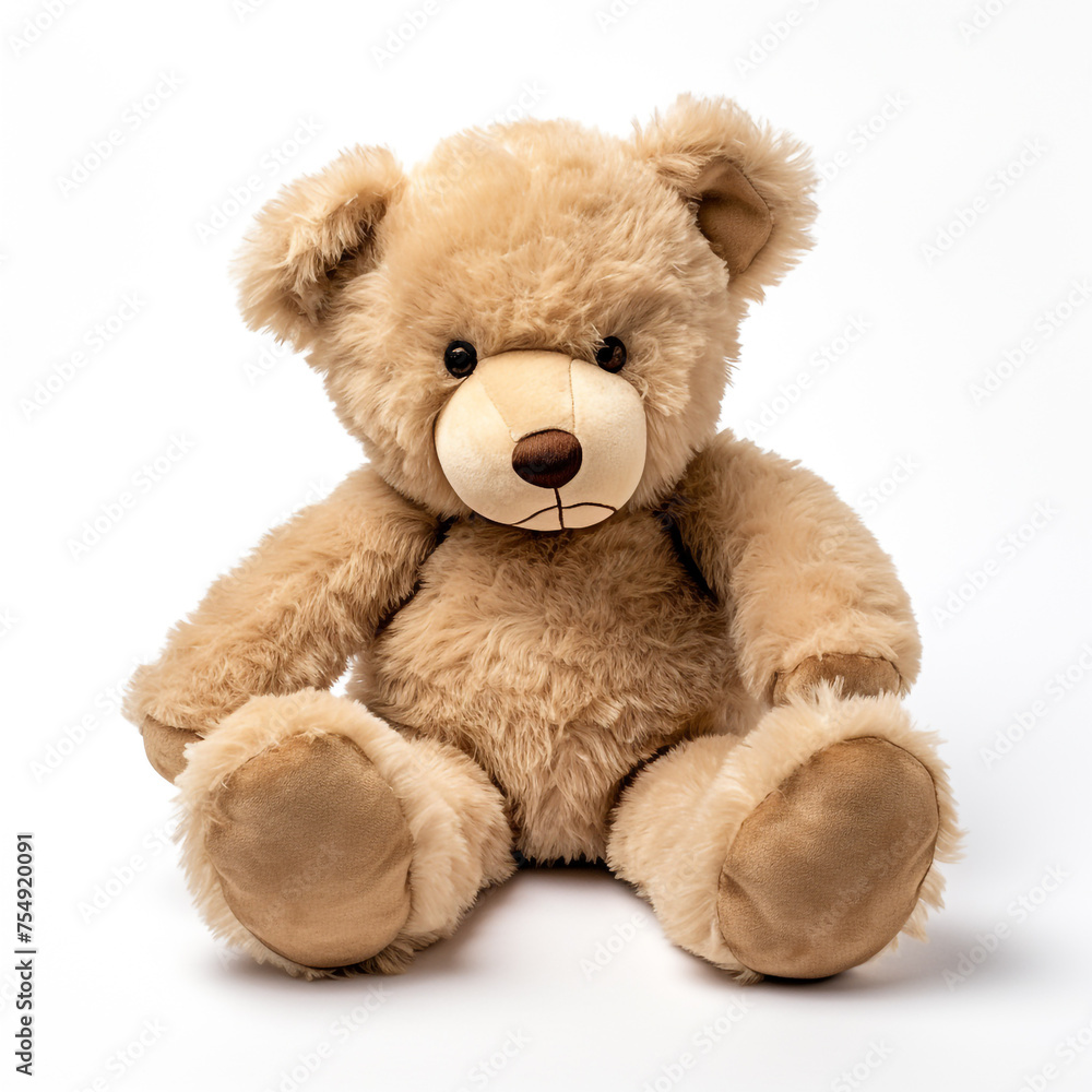 soft toy, teddy bear on a white background сreated with Generative Ai