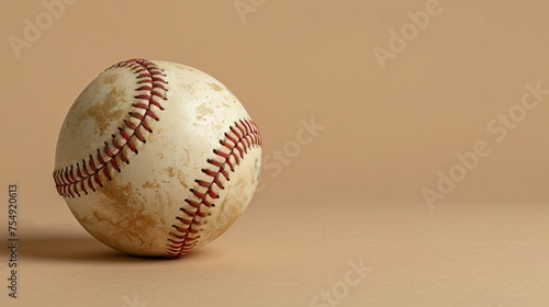 Autographed baseball on a memorabilia beige background a treasure of the game with generous copyspace