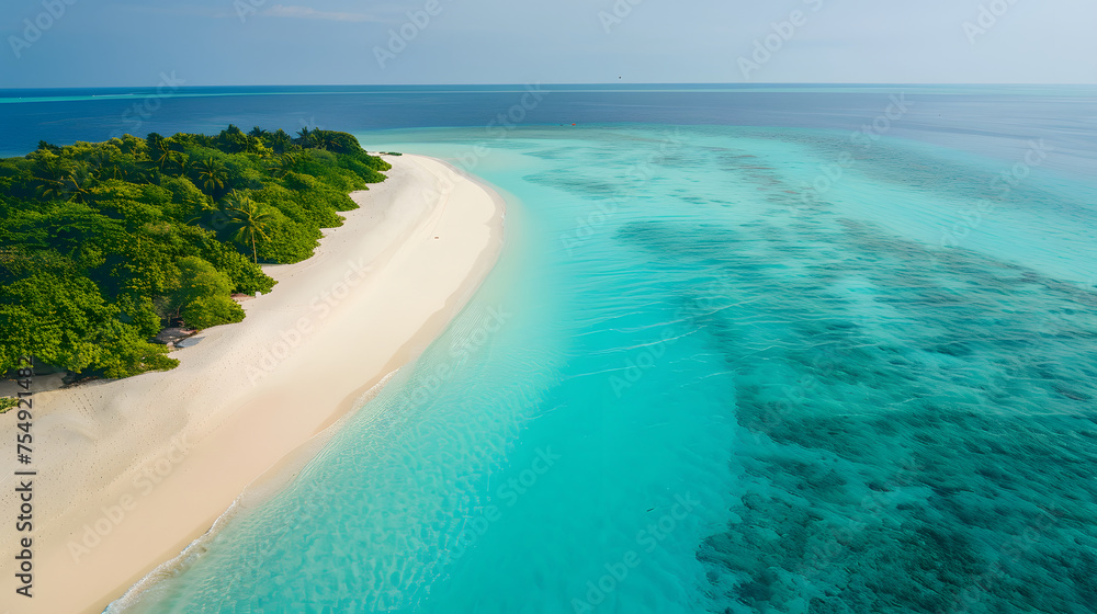 Obraz premium Beautiful paradise beach, crystal clear water, white sand, beach background