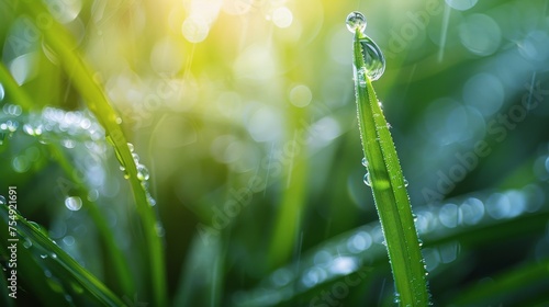 Water Droplets on Blade of Grass