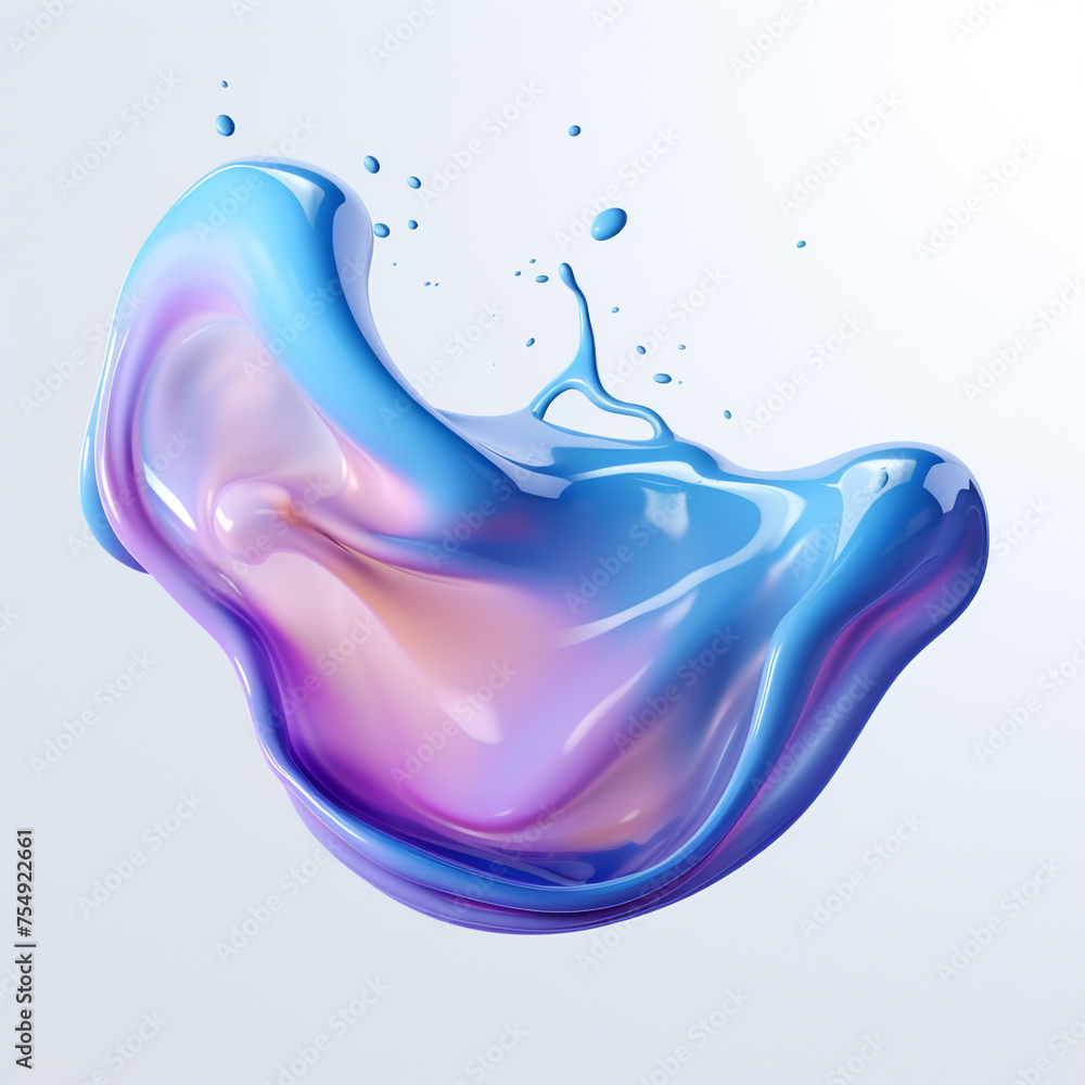 Obraz premium Blue and purple gradient color floating liquid blob сreated with Generative Ai