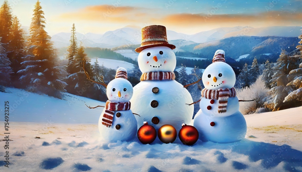 Fototapeta premium snowman in the snow