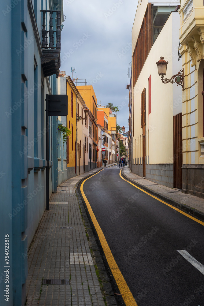 The streets of the first capital of Tenerife - La Laguna. Colonial architecture of the Canary Islands.