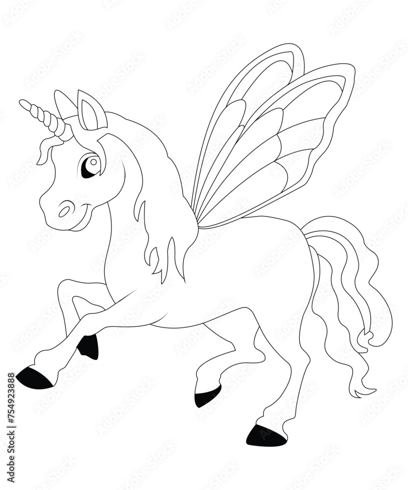 unicorn coloring book page for kids
