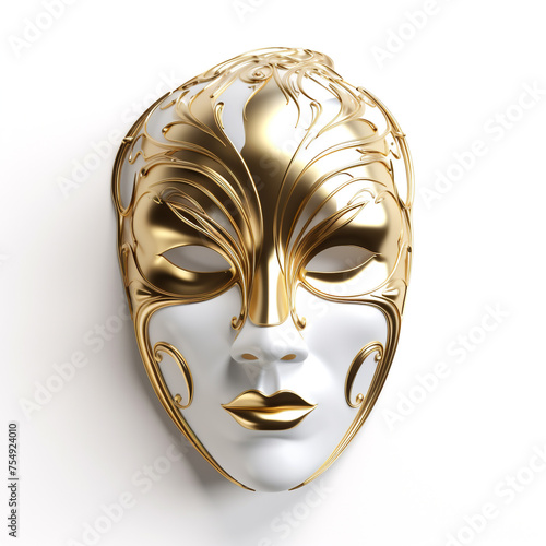 golden mask on a white background сreated with Generative Ai