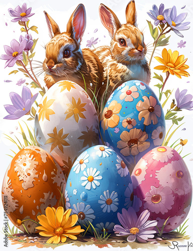 Easter eggs springtime  illustration