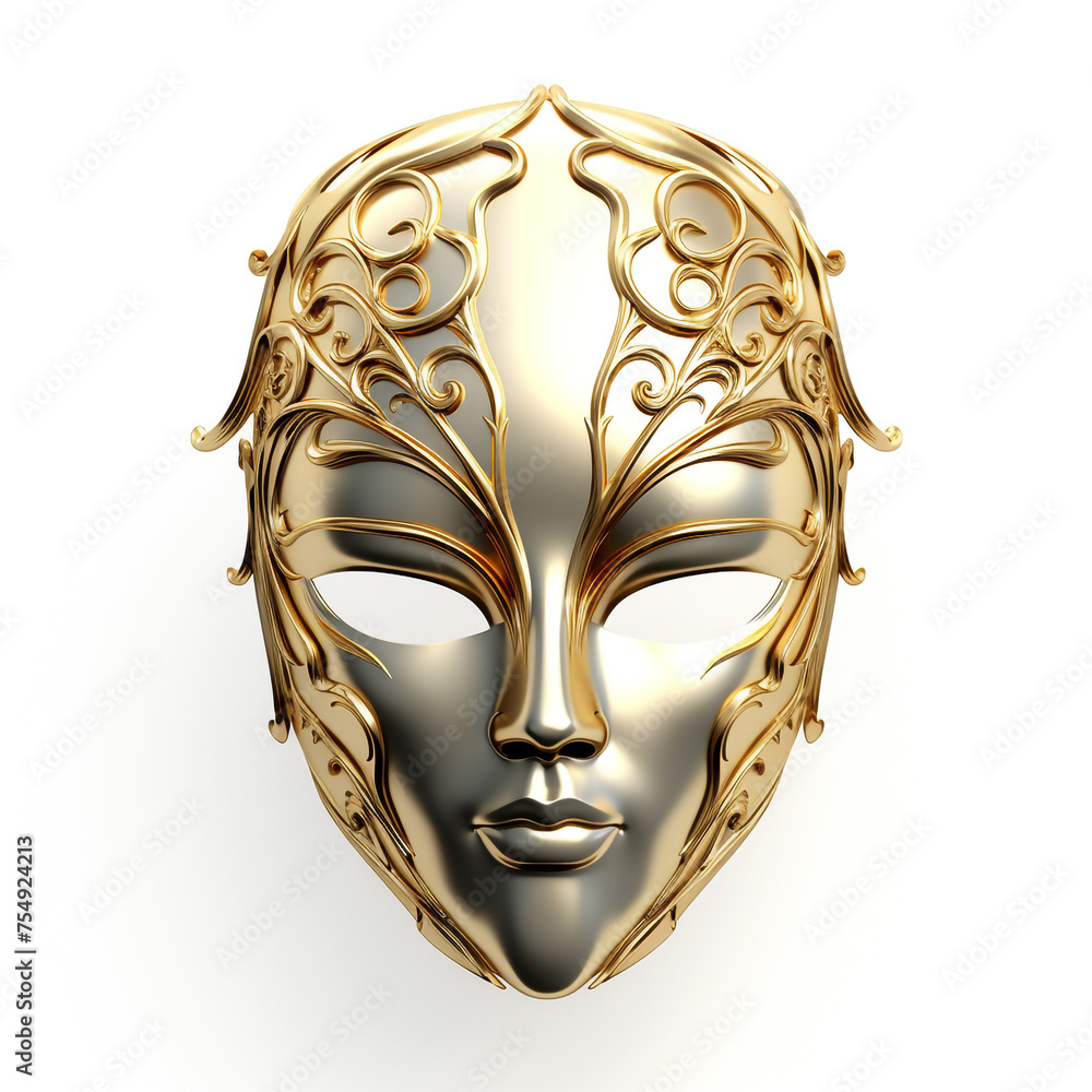 golden mask on a white background сreated with Generative Ai golden mask on a white background сreated with Generative Ai