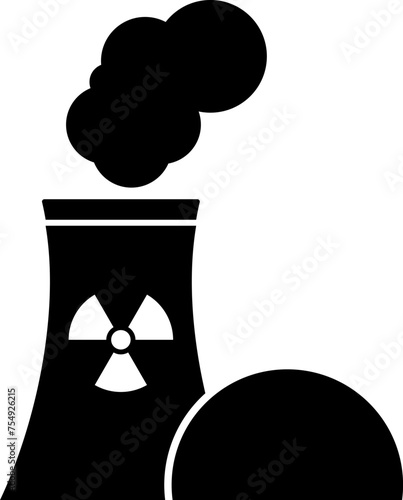 Nuclear power plant icon in flat style.