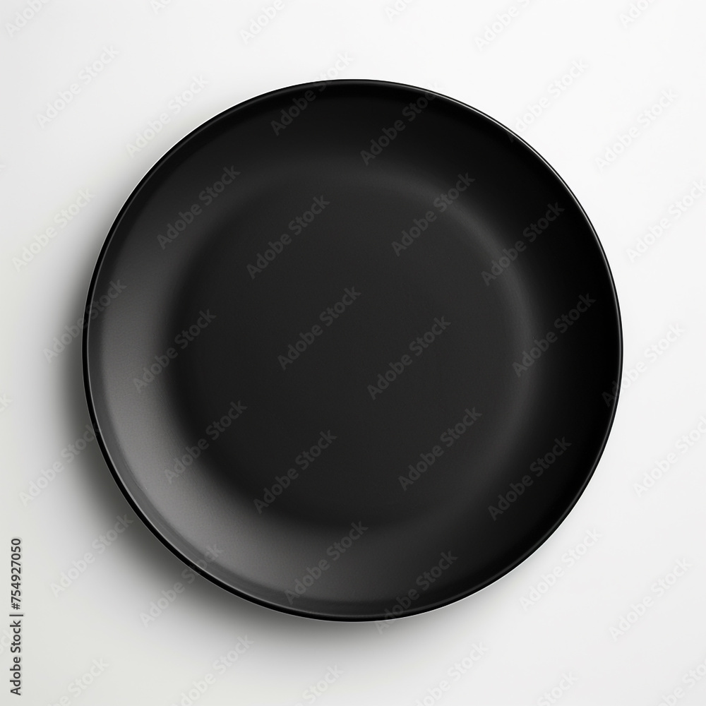 black plate on a white background сreated with Generative Ai black plate on a white background сreated with Generative Ai