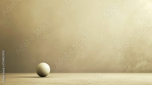 Golf ball rolling towards the hole on a soft beige background a moment of anticipation with ample copyspace