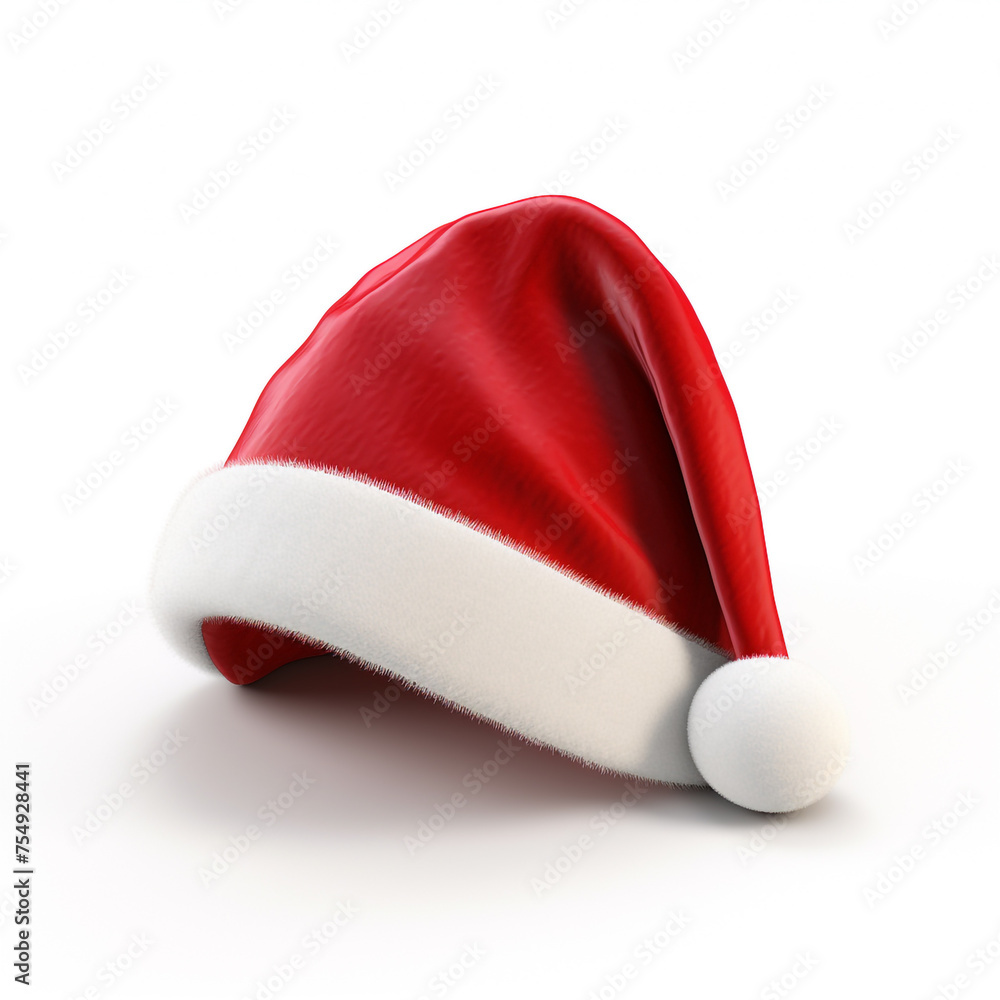 3d model of Santa Claus hat on a white background сreated with Generative Ai 3d model of Santa Claus hat on a white background сreated with Generative Ai