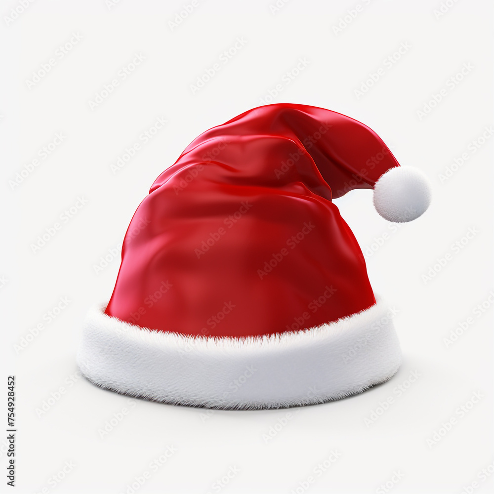 3d model of Santa Claus hat on a white background сreated with Generative Ai 3d model of Santa Claus hat on a white background сreated with Generative Ai