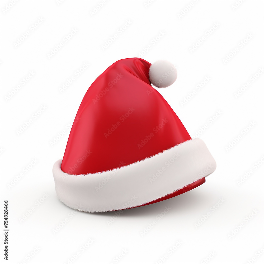 3d model of Santa Claus hat on a white background сreated with Generative Ai 3d model of Santa Claus hat on a white background сreated with Generative Ai