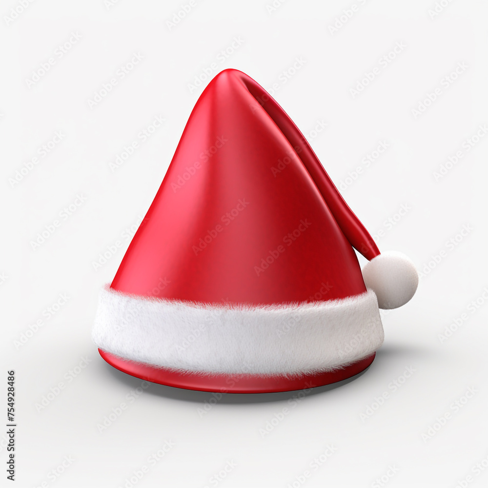 3d model of Santa Claus hat on a white background сreated with Generative Ai 3d model of Santa Claus hat on a white background сreated with Generative Ai