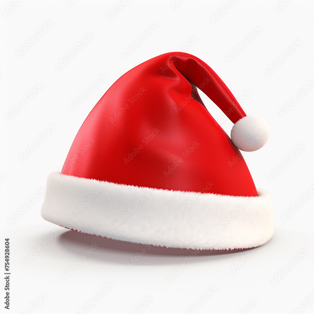 3d model of Santa Claus hat on a white background сreated with Generative Ai 3d model of Santa Claus hat on a white background сreated with Generative Ai
