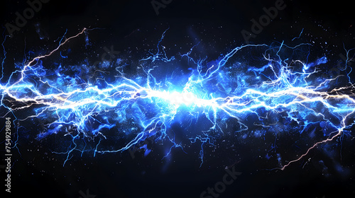 High Voltage Electric Arc - Blue Lightning Energy Collision photo