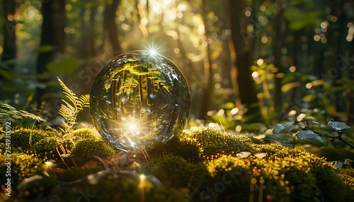 Sunlit Oracle: A Glittering Crystal Ball Amidst Nature's Embrace photo