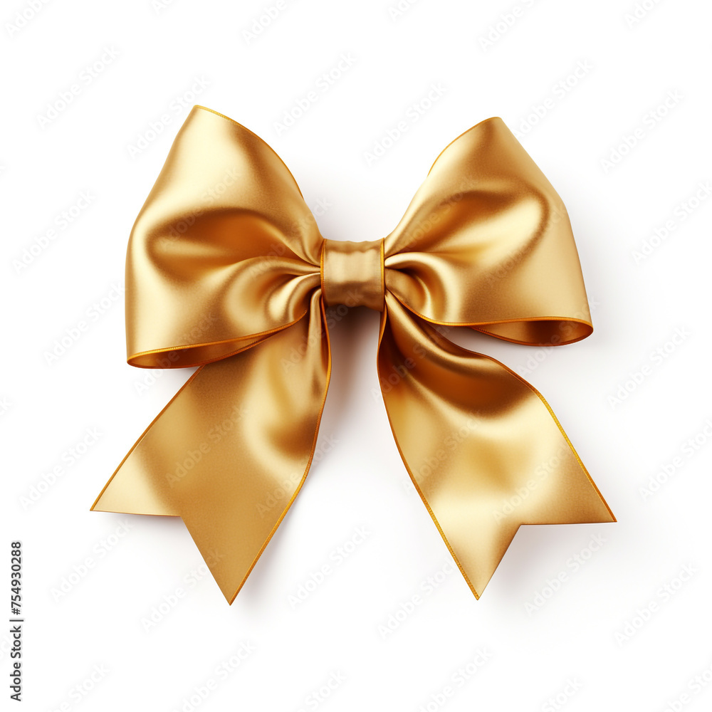 golden bow on a white background сreated with Generative Ai golden bow on a white background сreated with Generative Ai