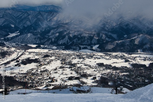 八方尾根スキー場と白馬村
