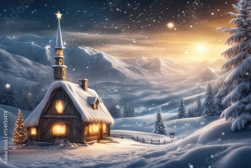 magic winer christmas landscape an epic ilustracin photo