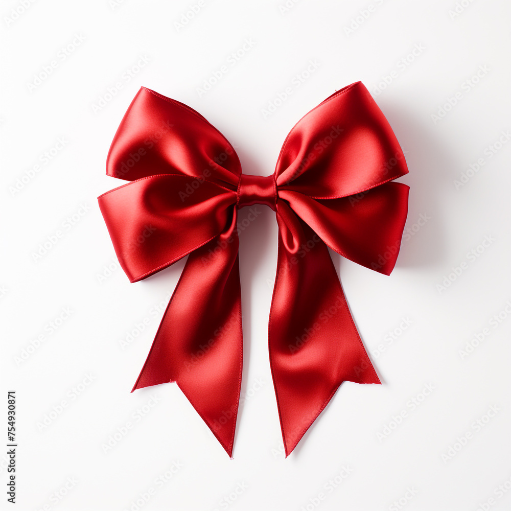 Red bow on a white background сreated with Generative Ai Red bow on a white background сreated with Generative Ai