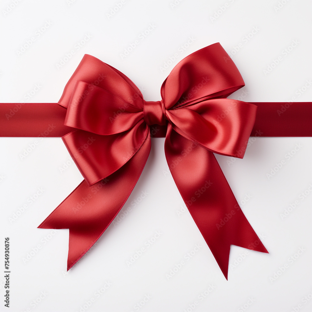Fototapeta premium Red bow on a white background сreated with Generative Ai
