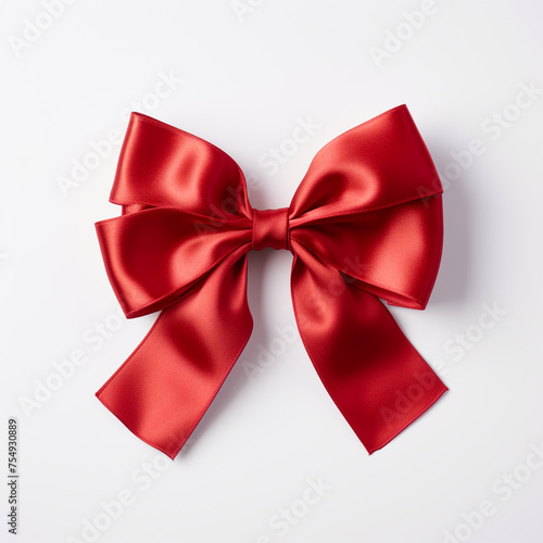 Red bow on a white background сreated with Generative Ai