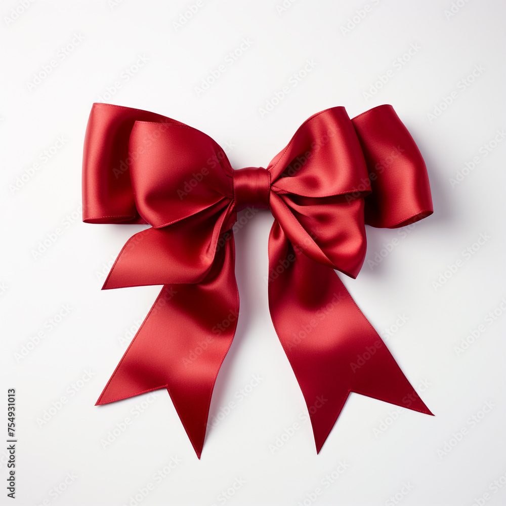 Red bow on a white background сreated with Generative Ai Red bow on a white background сreated with Generative Ai