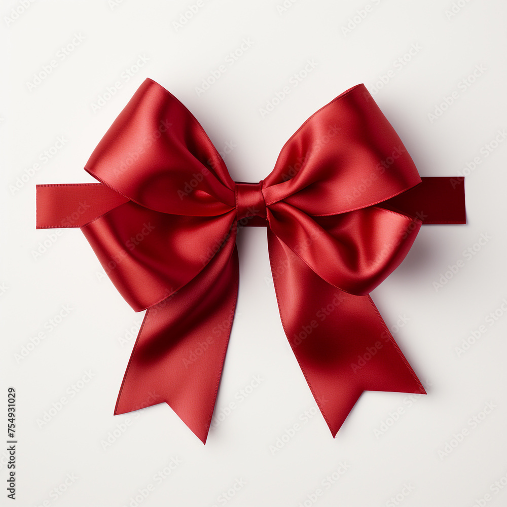 Red bow on a white background сreated with Generative Ai