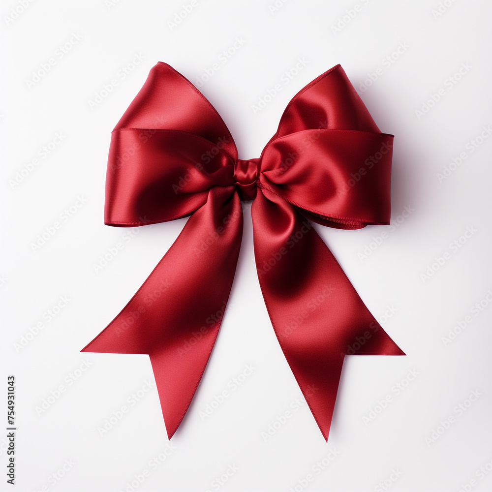 Red bow on a white background сreated with Generative Ai Red bow on a white background сreated with Generative Ai