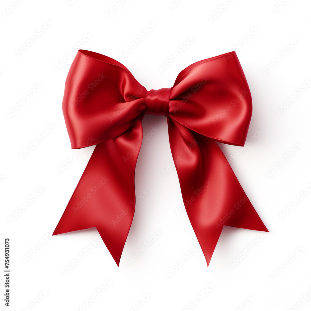 Red bow on a white background сreated with Generative Ai Red bow on a white background сreated with Generative Ai