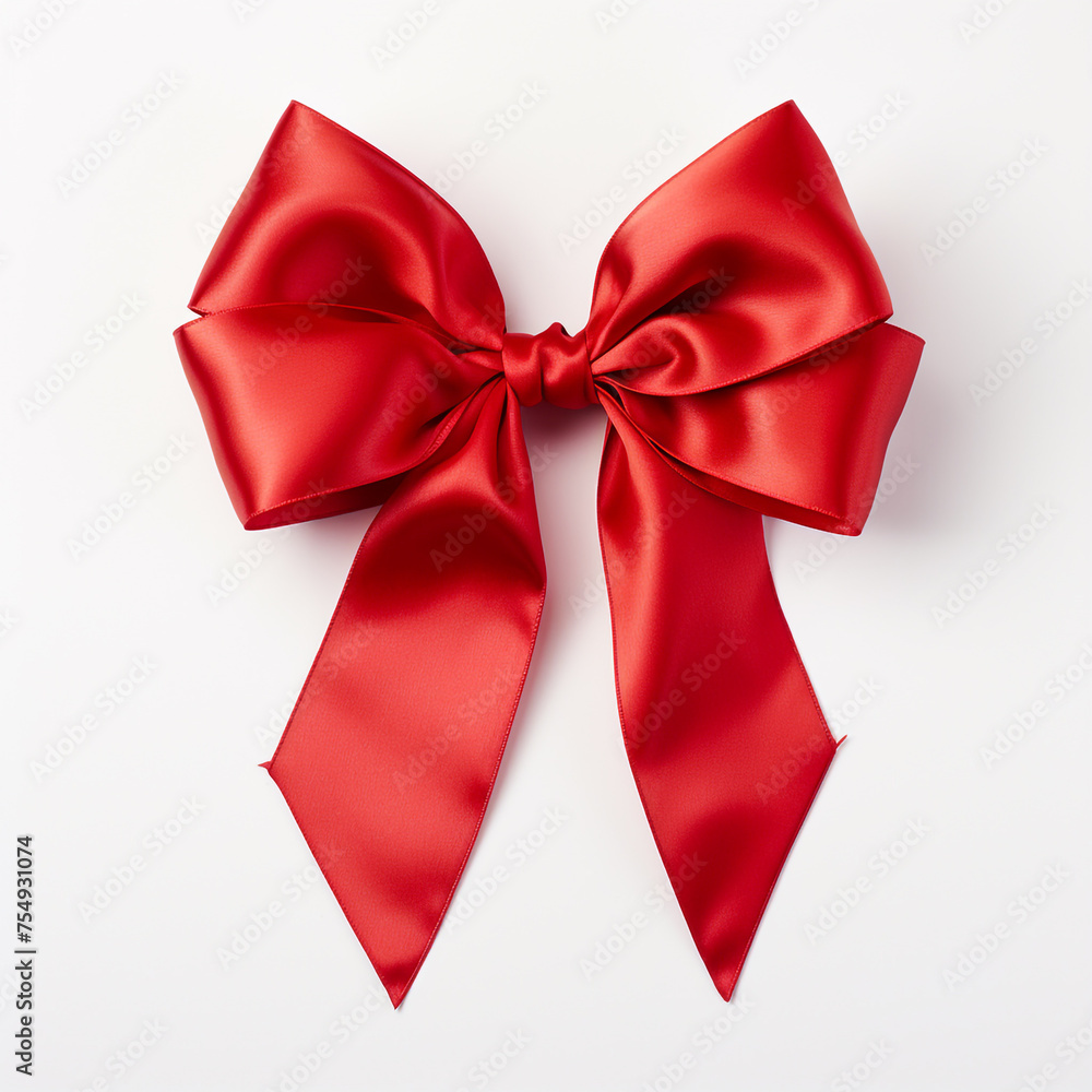 Red bow on a white background сreated with Generative Ai Red bow on a white background сreated with Generative Ai