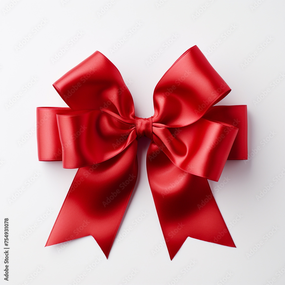 Fototapeta premium Red bow on a white background сreated with Generative Ai
