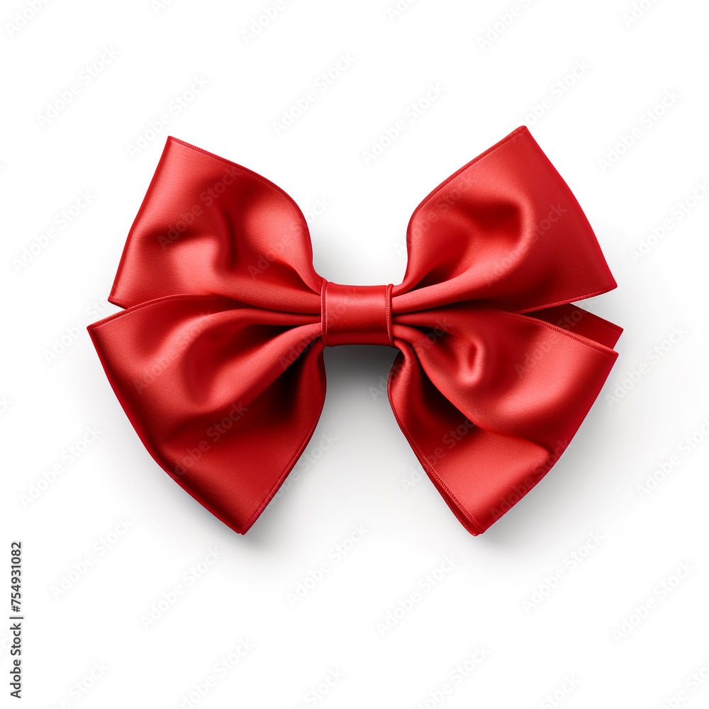 Red bow on a white background сreated with Generative Ai Red bow on a white background сreated with Generative Ai