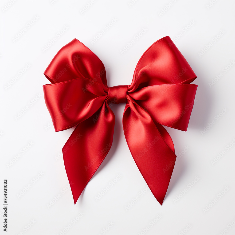 Red bow on a white background сreated with Generative Ai Red bow on a white background сreated with Generative Ai