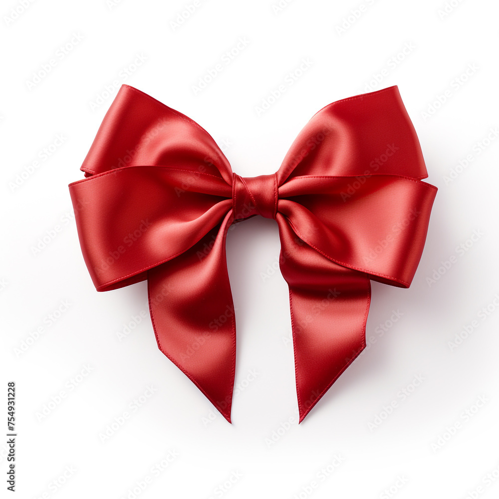 Red bow on a white background сreated with Generative Ai
