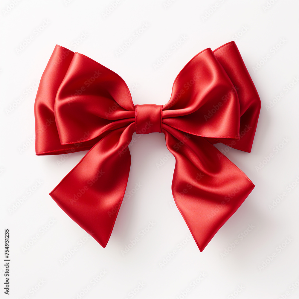 Red bow on a white background сreated with Generative Ai Red bow on a white background сreated with Generative Ai