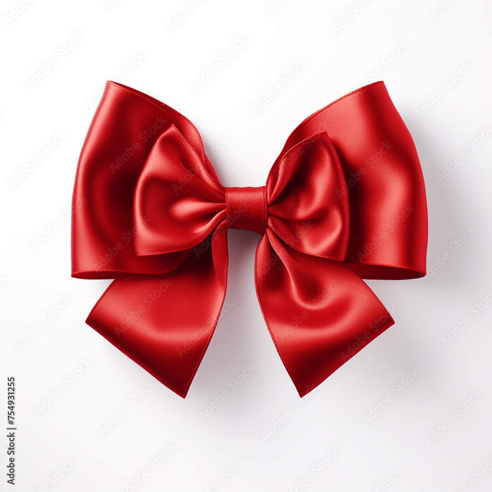 Red bow on a white background сreated with Generative Ai